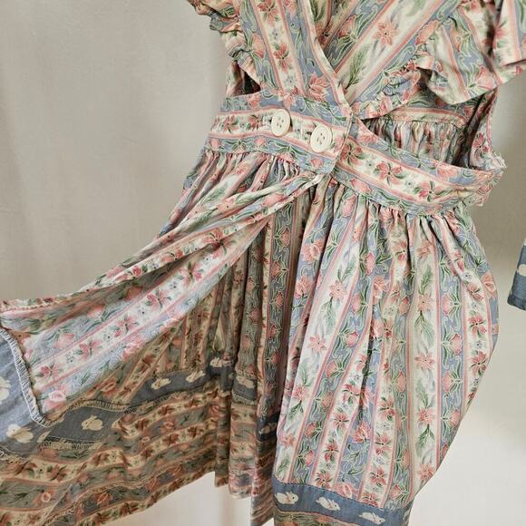 Vintage Ellen Miklas Bunny Jumper Dress Shirt Outfit 3T Pink Blue Cottagecore - Picture 11 of 13